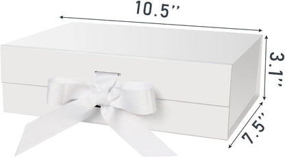 DaiJoob Gift Box with Lid for Presents 10.5x7.5x3.1 Inches with Ribbon and Magnetic Closure(1-Pack) (Black)