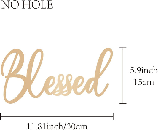 CREATCABIN Blessed Wood Sign Wall Decor Art Cutout Laser Cut Unfinished Decorative Accessories Rustic Blessed Signs for Home Door Living Room Farmhouse Porch Bedroom Decor 11.8 x 4.7 Inch