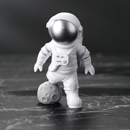 Blue White Astronaut Statues Set of 4, Spaceman Sculpture Figurines Outer Space Theme Decor for Nursery Room Cake Topper