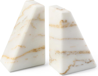 Karibiber Travertine Bookends for Heavy Books, Marble Decorative Bookends for Shelves, Heavy-Duty Stone Book Ends for Hardback Book & Cookbooks, Unique Book Stopper & Holder, Travertino Italy
