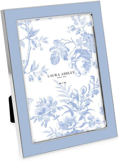 Laura Ashley 5x7 Navy Enamel Picture Frame, Gold Metal Edge with Easel, for Countertop, Counterspace, Tabletop Display, Bookshelf, Desk, Wall Décor, Photo Gallery (5x7, Navy W/Gold)