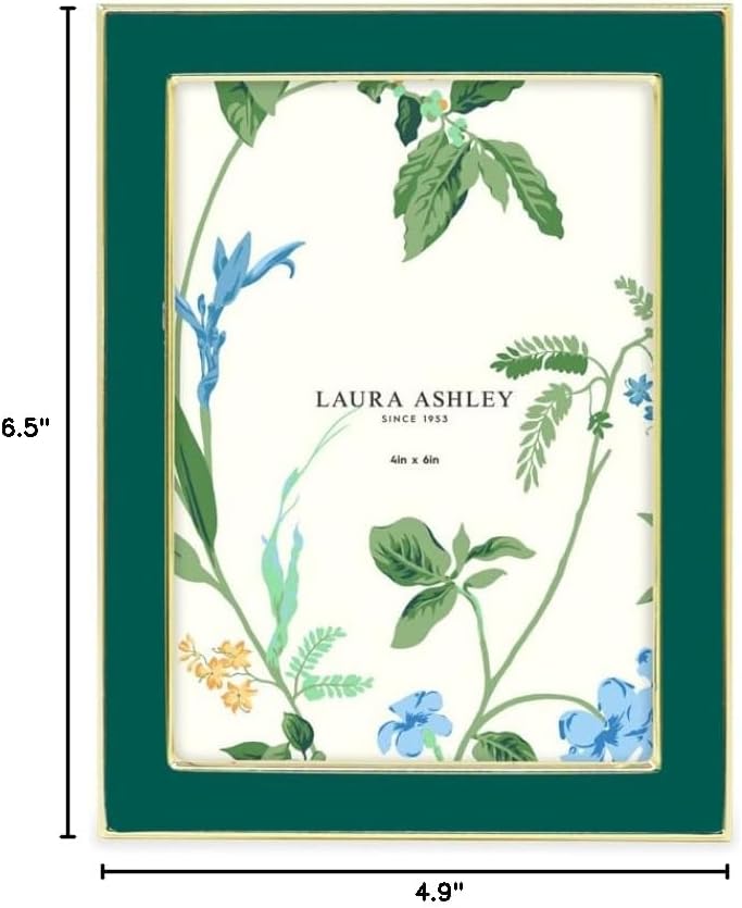 Laura Ashley 5x7 Navy Enamel Picture Frame, Gold Metal Edge with Easel, for Countertop, Counterspace, Tabletop Display, Bookshelf, Desk, Wall Décor, Photo Gallery (5x7, Navy W/Gold)
