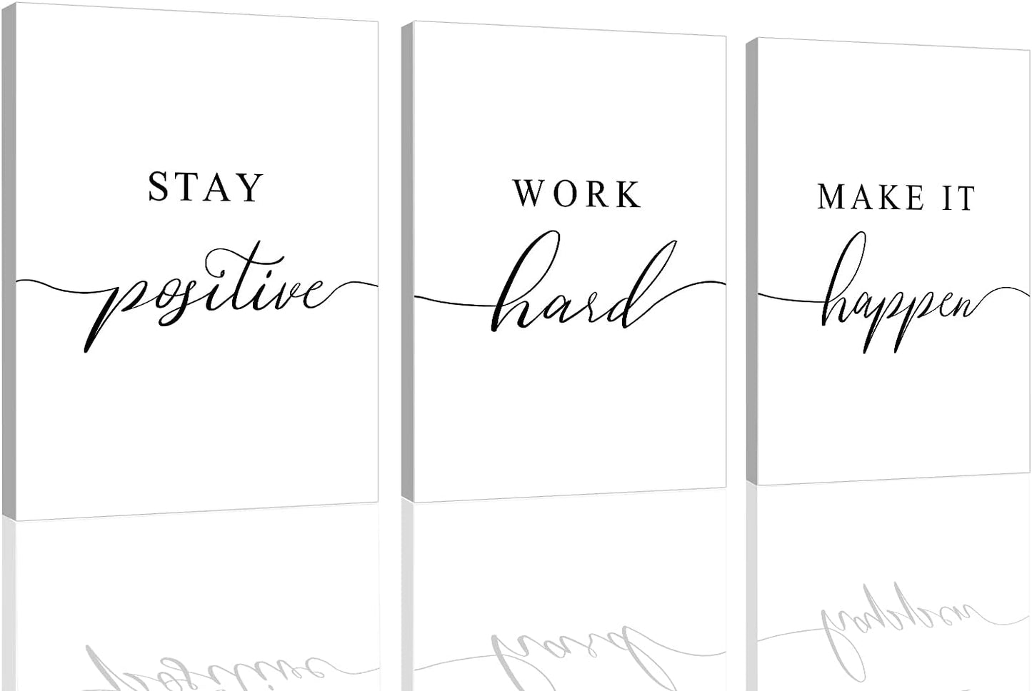 Inspirational Canvas Painting Wall Art -EPHANY ART,Mindset Quotes Prints, Success Framed Entrepreneur Poster Positive Quotes Wall Poster for Home Office Workplace (M-3pcs,12x16inchx3pcs)