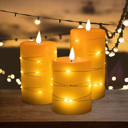Rechargeable Flameless Glass Pillar Candles–Gifts for Women,–Set of 3, Realistic Flickering LED Light,Remote & Timer, Ideal for Living Room, Bedroom & Festival Wedding Home Party Decor