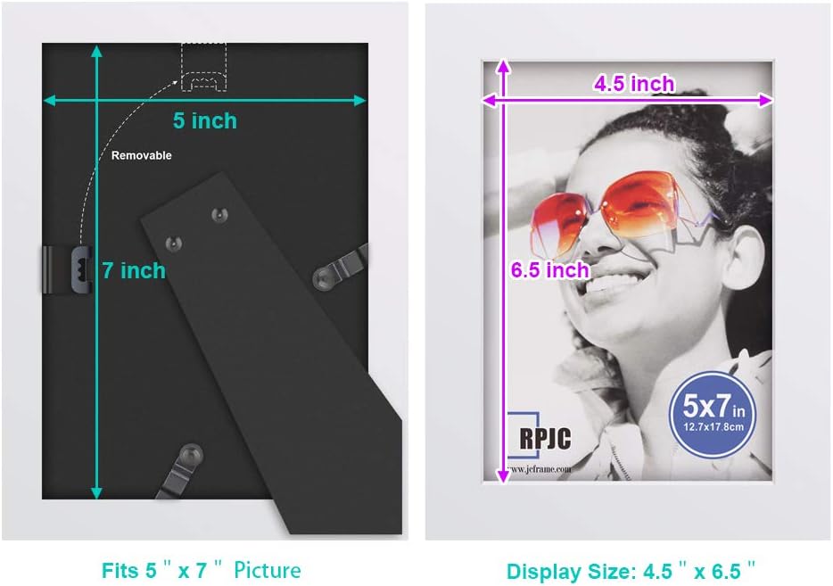 RPJC 5x7 Picture Frames Made of Solid Wood High Definition Glass for Table Top Display and Wall Mounting Photo Frame Black