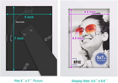 RPJC 5x7 Picture Frames Made of Solid Wood High Definition Glass for Table Top Display and Wall Mounting Photo Frame Black