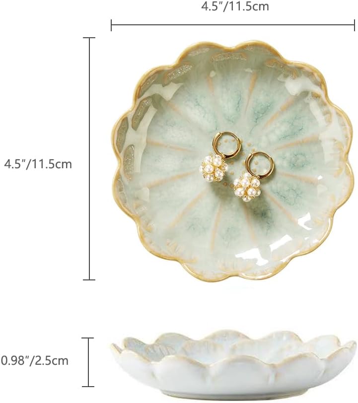 JAMEND CLXP Lotus Leaf Shape Decorative Ring Tray, Small Key Bowl, Ceramic Trinket Tray Jewelry Dish Organizing Necklace Earrings, Home Decoration for Mom Best Friend Sister, Pink.