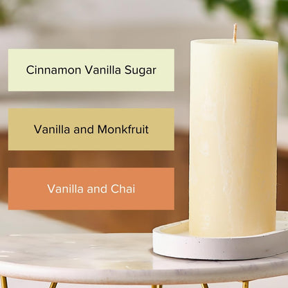 Simply Soson Warm Vanilla Scented Candle Set - 3x6 Ivory Pillar Candles for Home, Aromatherapy, Women, Fall