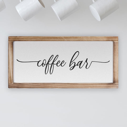 Coffee Bar Sign Decor 8x17 Inch, Coffee Sign Decor, Wooden Kitchen Wall Art