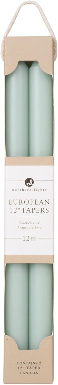 Northern Lights Candles - 12" 2PK Premium Tapers, Prairie Blue - 72865