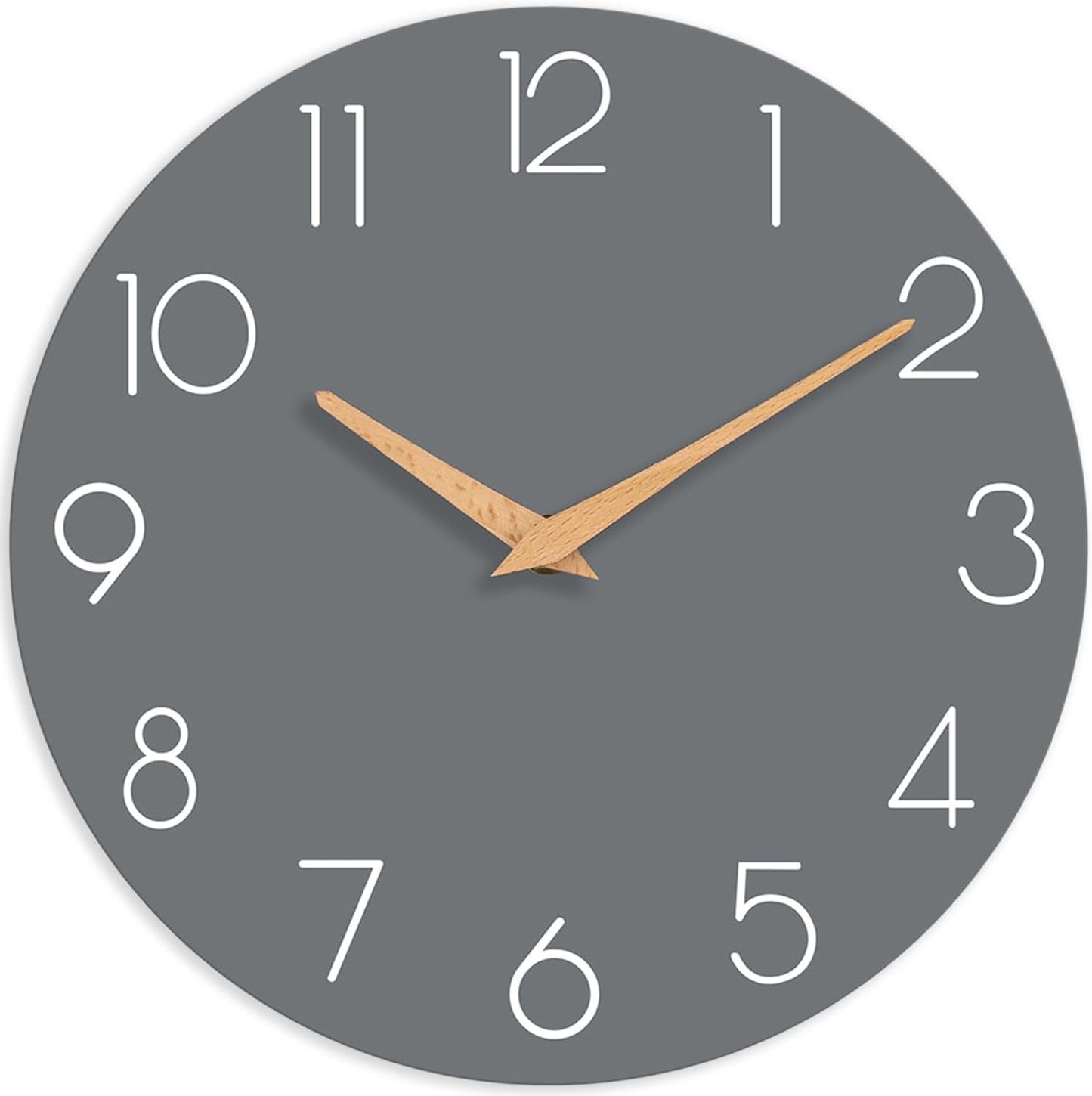 cicininc Wall Clock, Gray Silent Non-Ticking, Decorative Battery Operated Wall Clocks for Bedroom, Kitchen, Home, Office, School, Hotel (8 Inch)