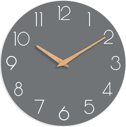 cicininc Wall Clock, Gray Silent Non-Ticking, Decorative Battery Operated Wall Clocks for Bedroom, Kitchen, Home, Office, School, Hotel (8 Inch)