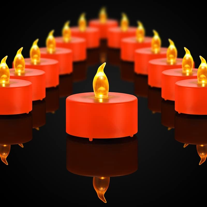 Battery Operated LED Tea Lights: 24PACK Flameless Votive Candles Lamp Realistic and Bright Flickering Holiday Gift Long Lasting 200Hours for Seasonal & Festival Celebration Warm White