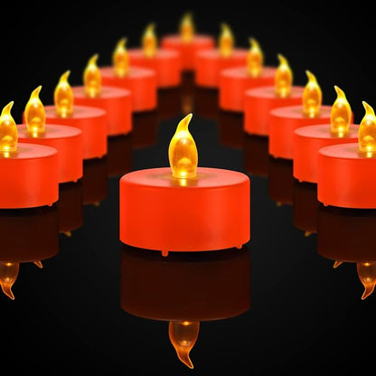 Battery Operated LED Tea Lights: 24PACK Flameless Votive Candles Lamp Realistic and Bright Flickering Holiday Gift Long Lasting 200Hours for Seasonal & Festival Celebration Warm White