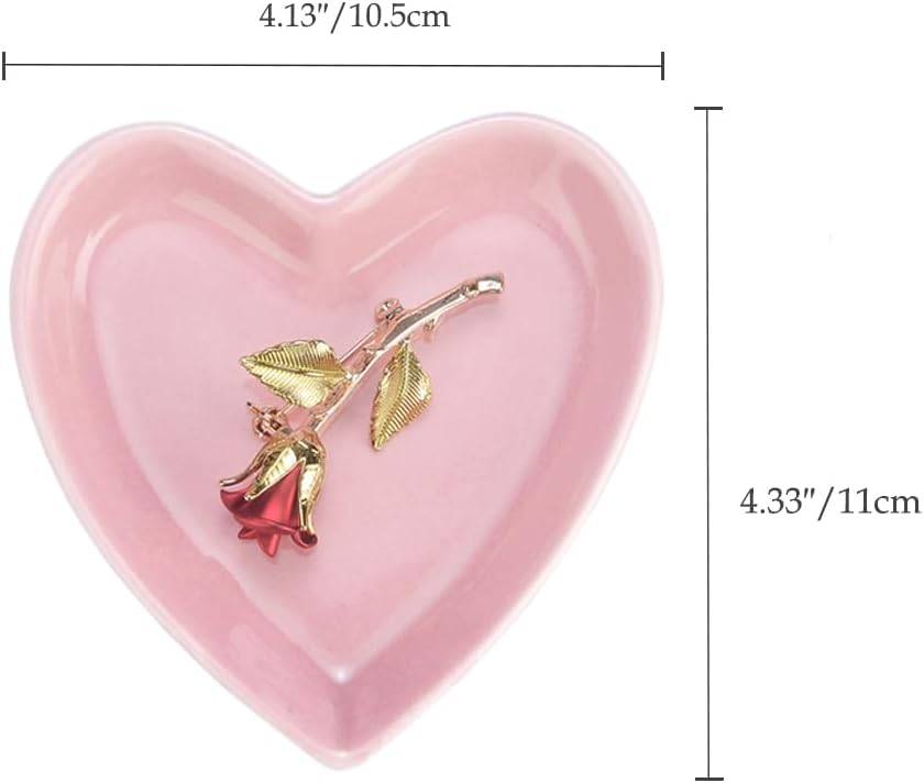 JAMEND CLXP Lotus Leaf Shape Decorative Ring Tray, Small Key Bowl, Ceramic Trinket Tray Jewelry Dish Organizing Necklace Earrings, Home Decoration for Mom Best Friend Sister, Pink.