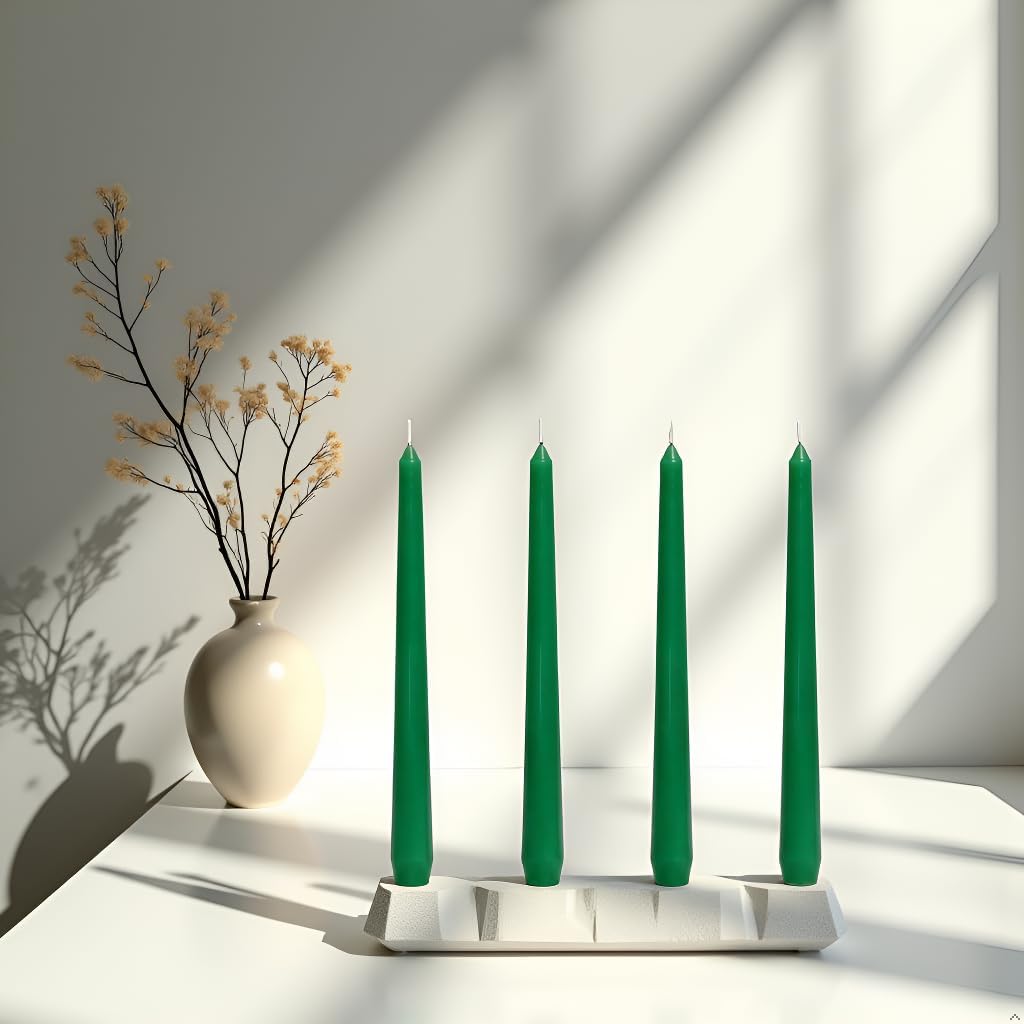 4 Pack White Taper Candles丨Taper Candles 10 Inch Dripless丨Unscented & Smokeless Candlesticks Bulk丨7-8 Hours Long Burning Tall Candles丨Ideal for Christmas Weddings Parties Dinner