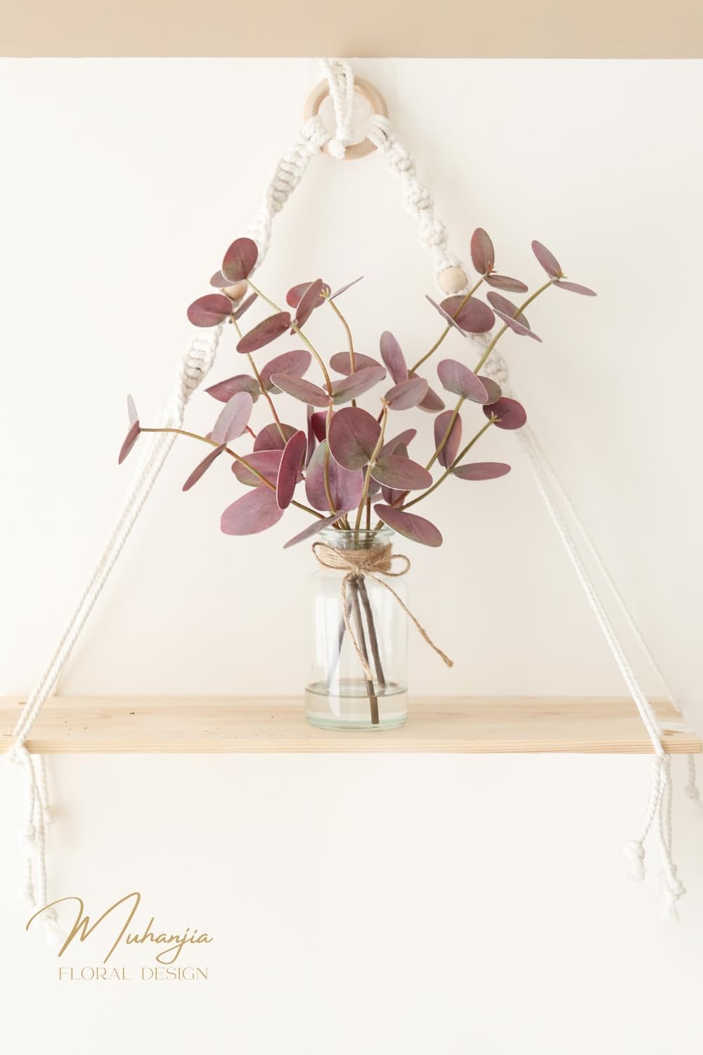 Muhanjia Artificial Eucalyptus Stems in Glass Vase with Faux Water,3Pcs Fake Plant with Double-Sided Green Leaves for Centerpiece(Double-Sided Green Eucalyptus)