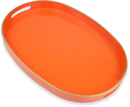 Green Decorative Tray with Handles, Versatile Serving Tray for Coffee Table, Ottoman, Ideal for Serving, Displaying, Organizing, 15.7"*10.2"*1.57"