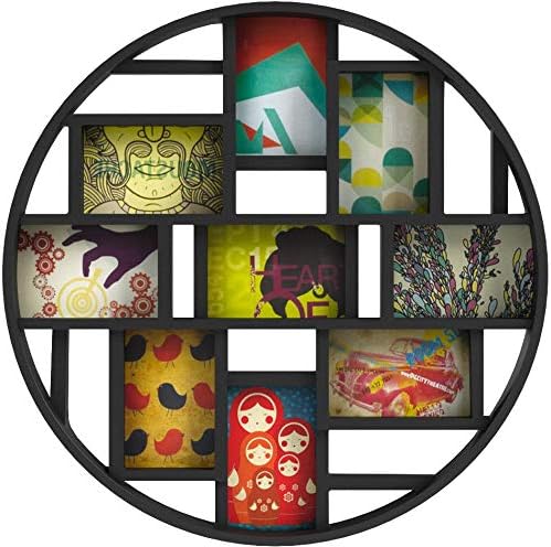 Umbra Luna Collage Picture Frame Holds Nine 4x6" Photos, Large 22-Inch Diameter, Black