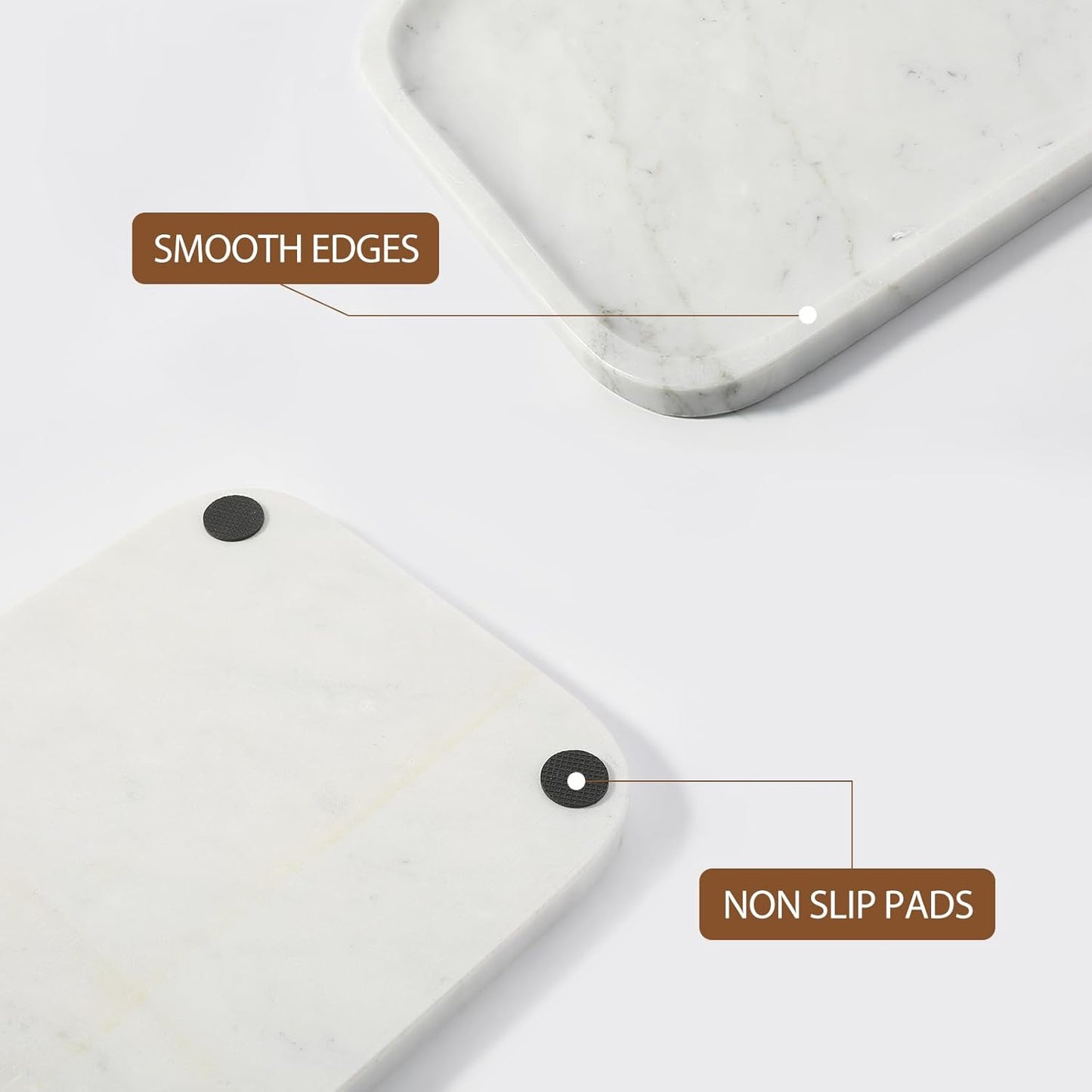 Koville Romano Travertine Tray, 12"x8" Natural Stone Vanity Tray for Countertop Bathroom Kitchen Dresser, Decorative Marble Catchall Trays for Perfume Jewelry, Rectangular Serving Tray(Beige)