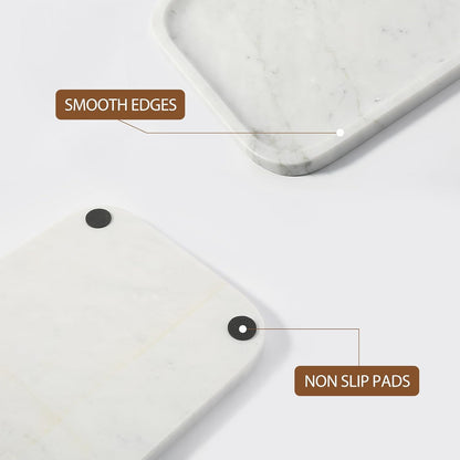 Koville Romano Travertine Tray, 12"x8" Natural Stone Vanity Tray for Countertop Bathroom Kitchen Dresser, Decorative Marble Catchall Trays for Perfume Jewelry, Rectangular Serving Tray(Beige)