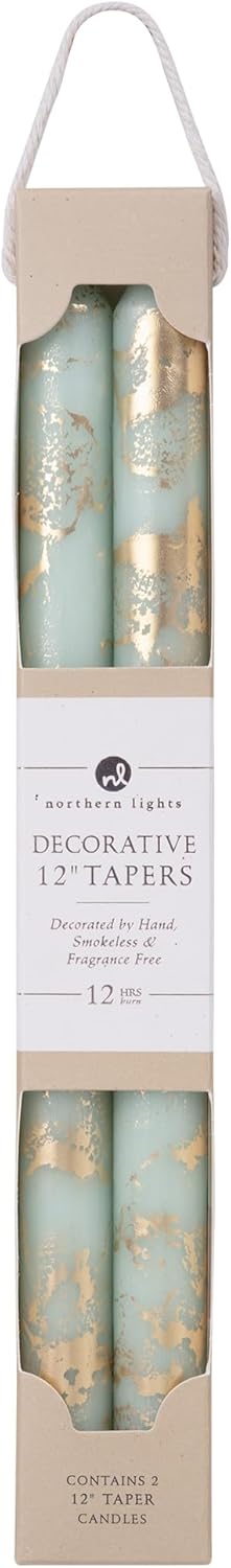 Premium Decorative Tapers - 12" 2PK - Terra Cotta w/Gold - 73301
