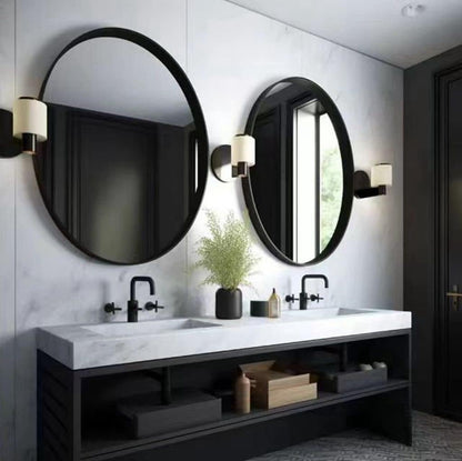USHOWER Bathroom Mirrors for Over Sink, 36 Inch Circle Mirror with Metal Frame, Black Wall Mirror for Vanity, Entryway, Living Room, Hallway and Bedroom Decor