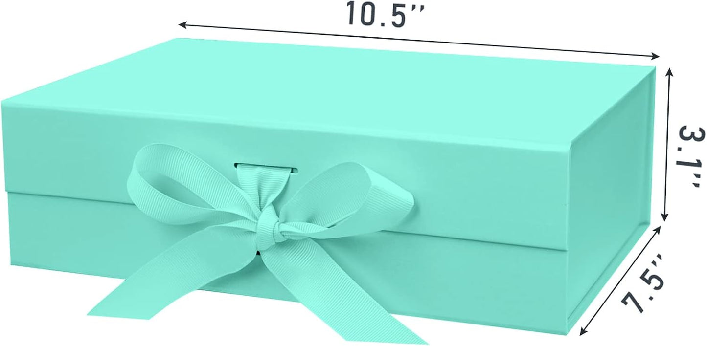 DaiUni 10.5"X7.5"X3.1" Pink Magnetic Gift Box with Lid and Ribbon for Presents
