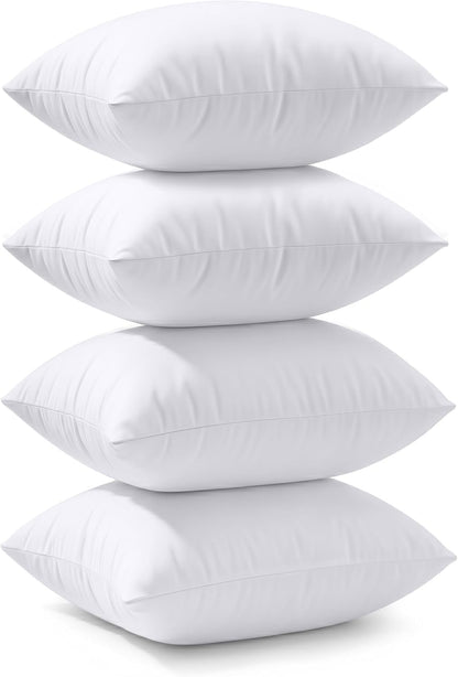 Utopia Bedding Throw Pillows (Set of 4, White) – 18 x 18 Inches Down Alternative Pillows for Bed, Sofa, and Couch - Fluffy Decorative Stuffer Pillow for Indoors & Outdoors