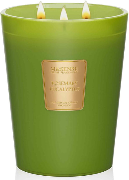 M&SENSE Jasmine Candles Highly Scented 3 Wick 35oz 150 Hours Burn Extra Large Jar Candles for Women, Natural Soy Wax Aromatherapy Candle for Stress Relief, Meditation, Yoga, Spa - Colors B