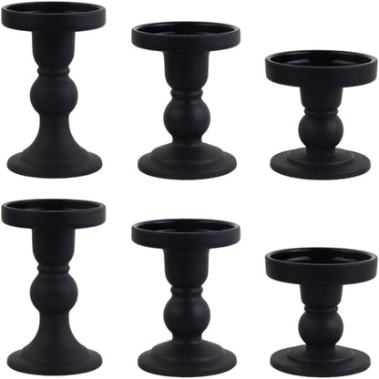 6-Piece Set of Glass Candlestick, Crystal Candlestick Holder Holder and Conical Candle, Christmas Candle Holder Decoration, Family Living Room Wedding Candle Holder (Clear 2sets)
