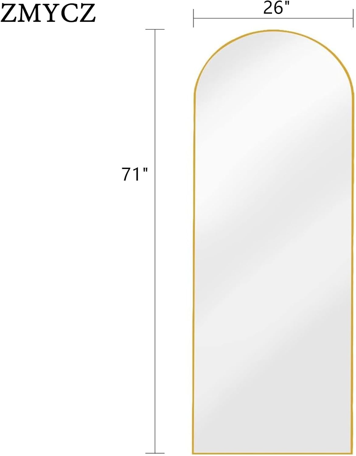 Mirror Full Length, 71"x26" Arched Full Length Mirror, Arch Mirror with Stand, Large Standing Mirrors, Oversized Full Body Mirrors with Aluminum Frame for Bedroom, Living Room (White)