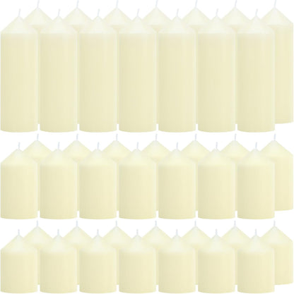 12-Pack Ivory Unscented Pillar Candle Set - 2x3, 2x6, 2x8-inch Long-Burning Drip-Free Tapers, 4 Per Size. Ideal for Home Decor, Weddings, Emergencies, and Holidays.