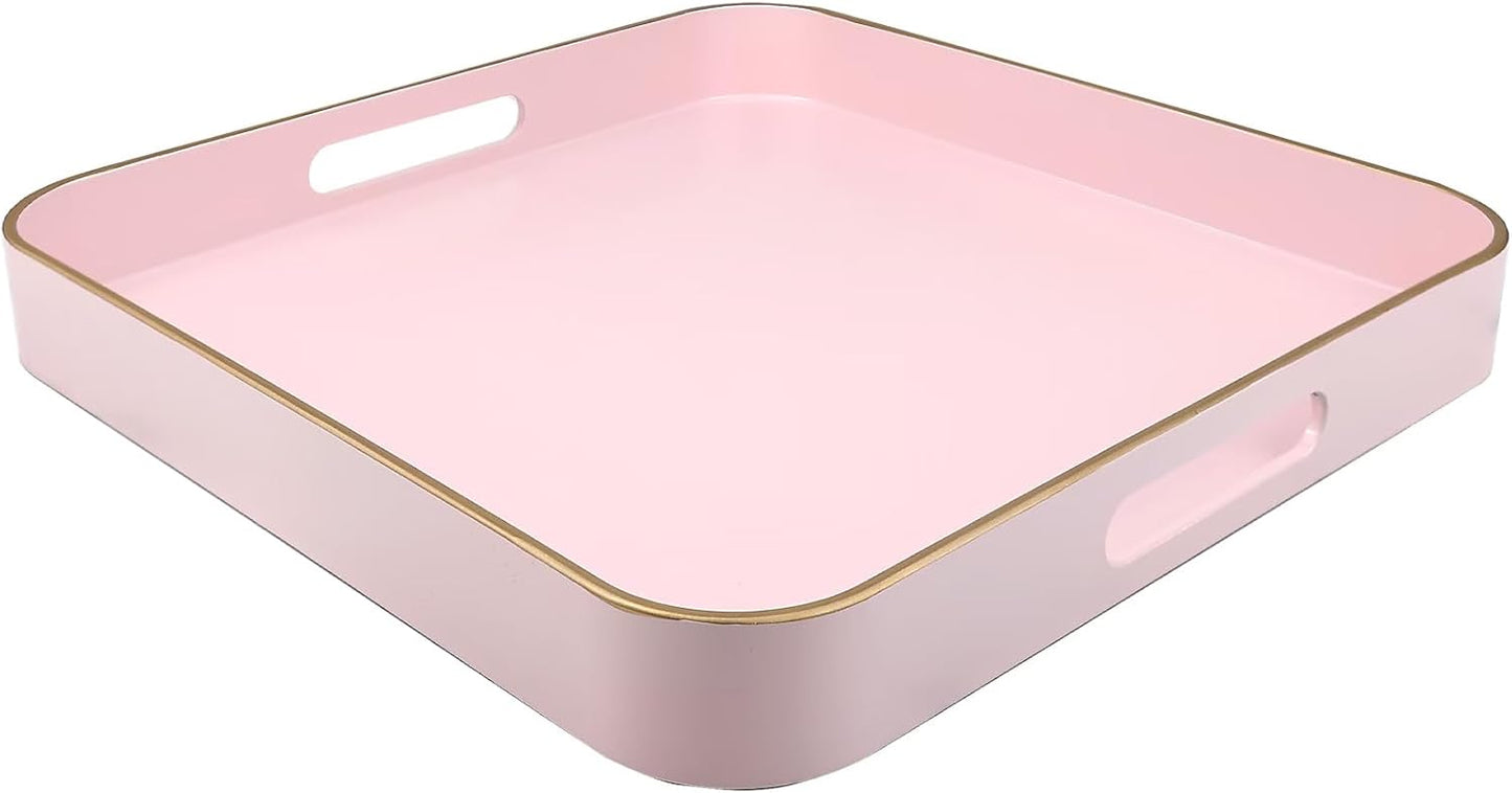 Green Decorative Tray with Handles, Versatile Serving Tray for Coffee Table, Ottoman, Ideal for Serving, Displaying, Organizing, 15.7"*10.2"*1.57"