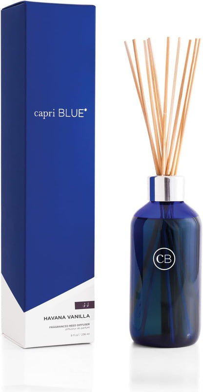 Capri Blue Volcano Reed Diffuser Set - Includes Reed Diffuser Sticks, Fragrance Oil, and Glass Bottle - Luxury Scented Room Freshener - White (8 fl oz)