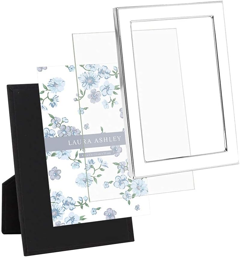 Laura Ashley 5x7 Navy Enamel Picture Frame, Gold Metal Edge with Easel, for Countertop, Counterspace, Tabletop Display, Bookshelf, Desk, Wall Décor, Photo Gallery (5x7, Navy W/Gold)