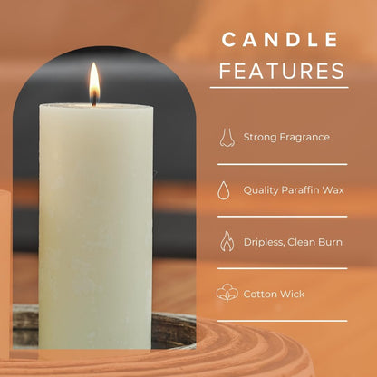 Simply Soson Warm Vanilla Scented Candle Set - 3x6 Ivory Pillar Candles for Home, Aromatherapy, Women, Fall
