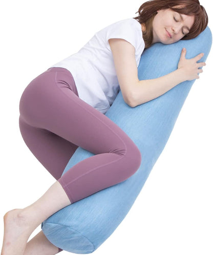 1 MIDDLE ONE Body Pillow for Adults, Bolster Pillow with Removable Velvet Cover, Long Round Cervical Roll Pillow, 47 x 7.87 Inches, Grey