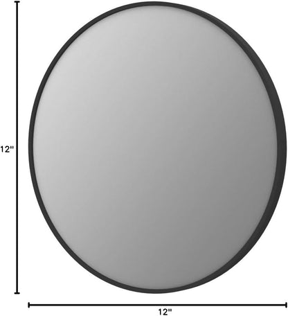 Itrue 12 Inch Small Round Decorative Wall Mirror, HD Silver-Coated Glass with Brushed Black Metal Frame, Minimalist Modern Accent Mirror for Vanity, Narrow Walls, Bathroom, Bedroom & Entryway