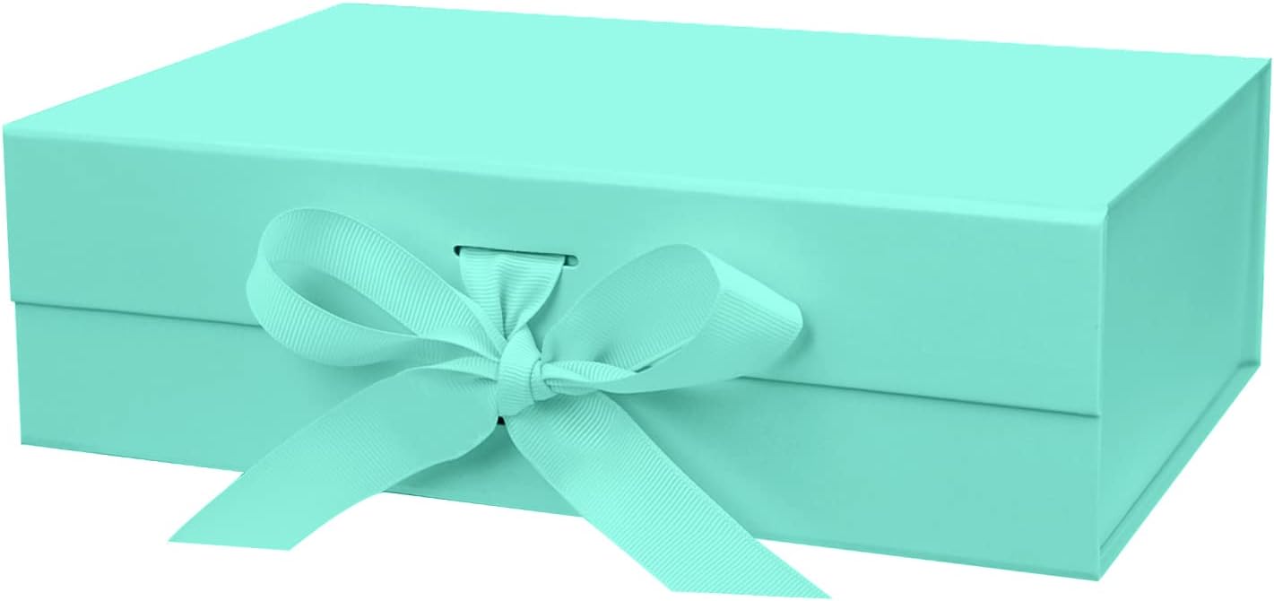 DaiUni 10.5"X7.5"X3.1" Pink Magnetic Gift Box with Lid and Ribbon for Presents