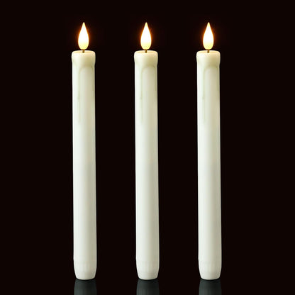 Homemory 2/3/6 Pack Flameless Taper Candles, No Remote, Realistic Flickering Battery Operated Candlesticks, Ivory LED Plastic Candle Safe for Weddings, Table Decor, Christmas, and Halloween(Set of 2)