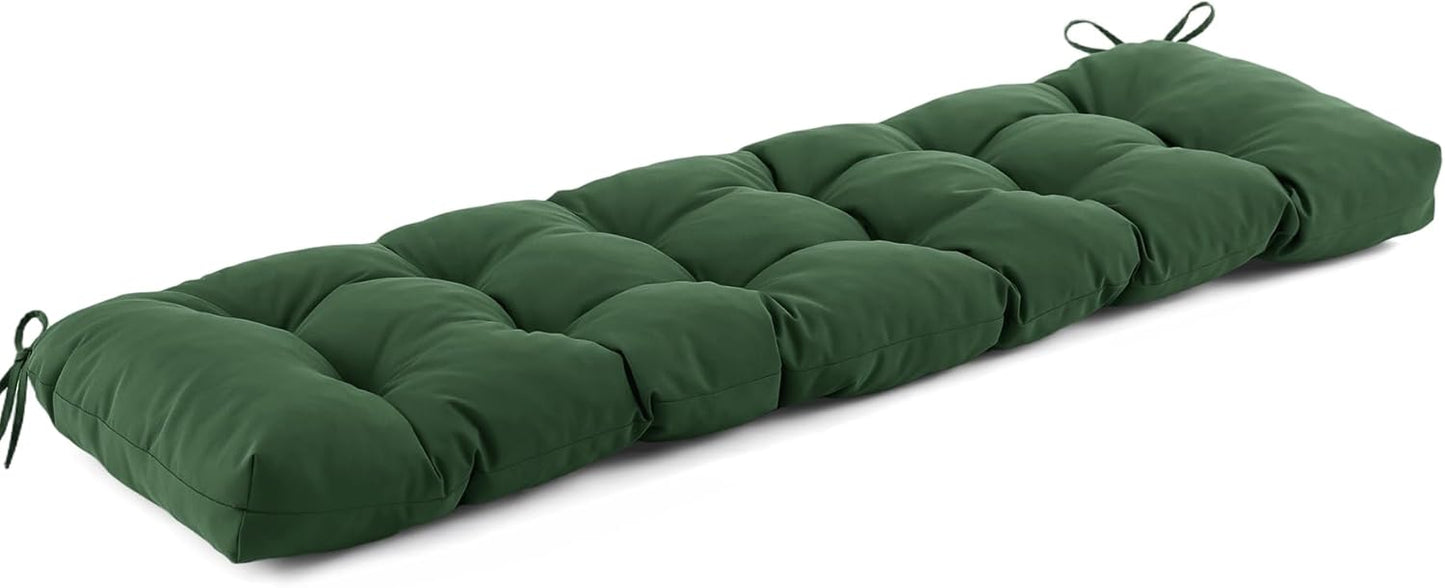 IASEAHK Outdoor Bench Cushion 48x18x5 Inch, Waterproof & Fade-Resistant Patio Furniture Cushions, Tufted Memory Foam Indoor/Outdoor Cushions for Couch Swing with Non-Slip Backing & Straps, Dark Grey