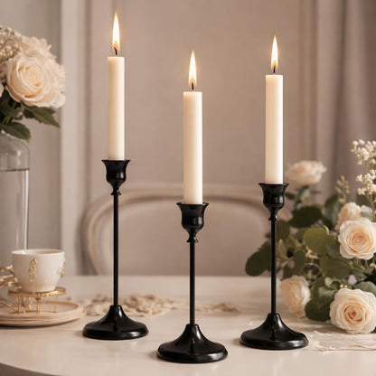 6Pcs Candlestick Holders,Brass Gold Metal Taper Candle Holder for Pillar Candles Sticks Holder for Wedding Fireplace Table Centerpiece Mantel Housewarming Gift