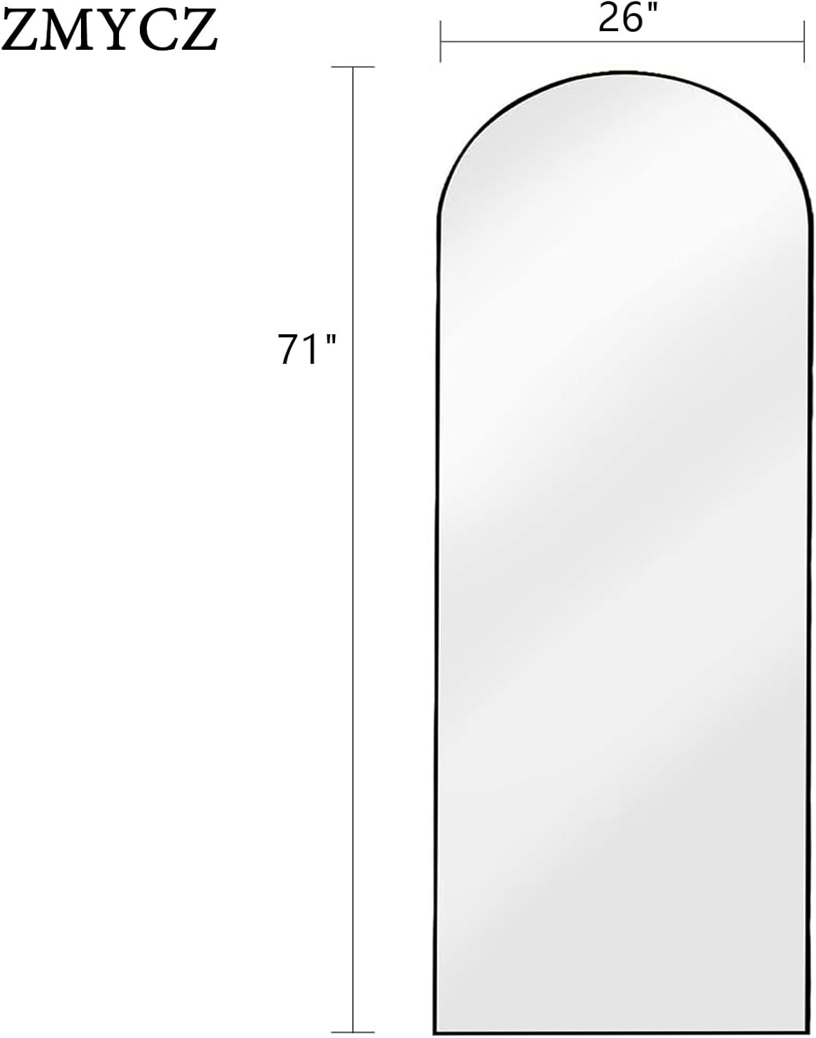 Mirror Full Length, 71"x26" Arched Full Length Mirror, Arch Mirror with Stand, Large Standing Mirrors, Oversized Full Body Mirrors with Aluminum Frame for Bedroom, Living Room (White)