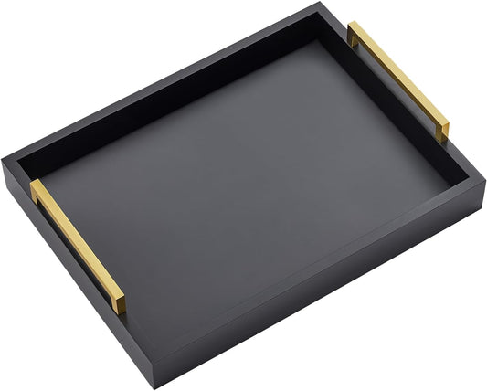 40cm x30cm Serving Trays with Handles, Grey Decorative Serving Tray, Ottoman Trays, Living Room, Bathroom, and Outdoors Decorative Trays (Charcoal)
