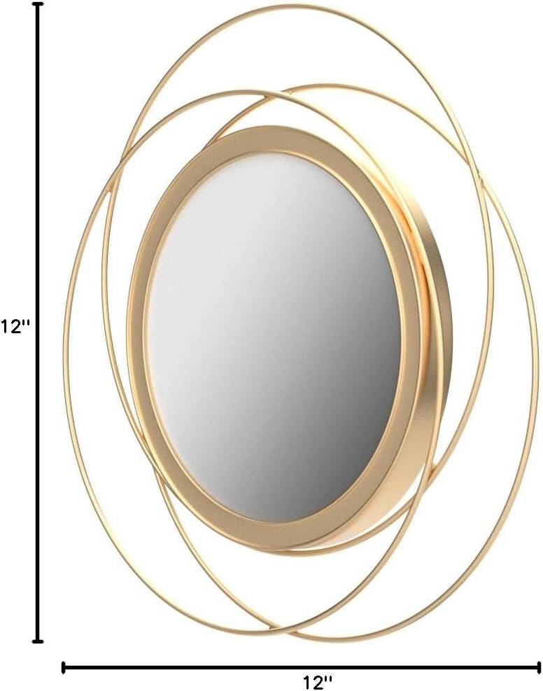 Gold Sunburst Mirrors for Wall Decorative Metal Round Art Mirrors Large Wall Decor Hanging Mirror for Bathroom Bedroom Living Room Vanity Entryway 16"