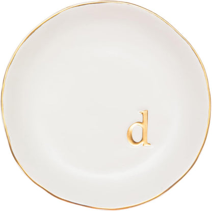 COLLECTIVE HOME - Ceramic Jewelry Tray, Decorative Trinket Dish for Rings Earrings Necklaces Bracelet Watch Keys, Birthday Mother's Day Christmas Gift for Women, 4.75", White Surface (M)