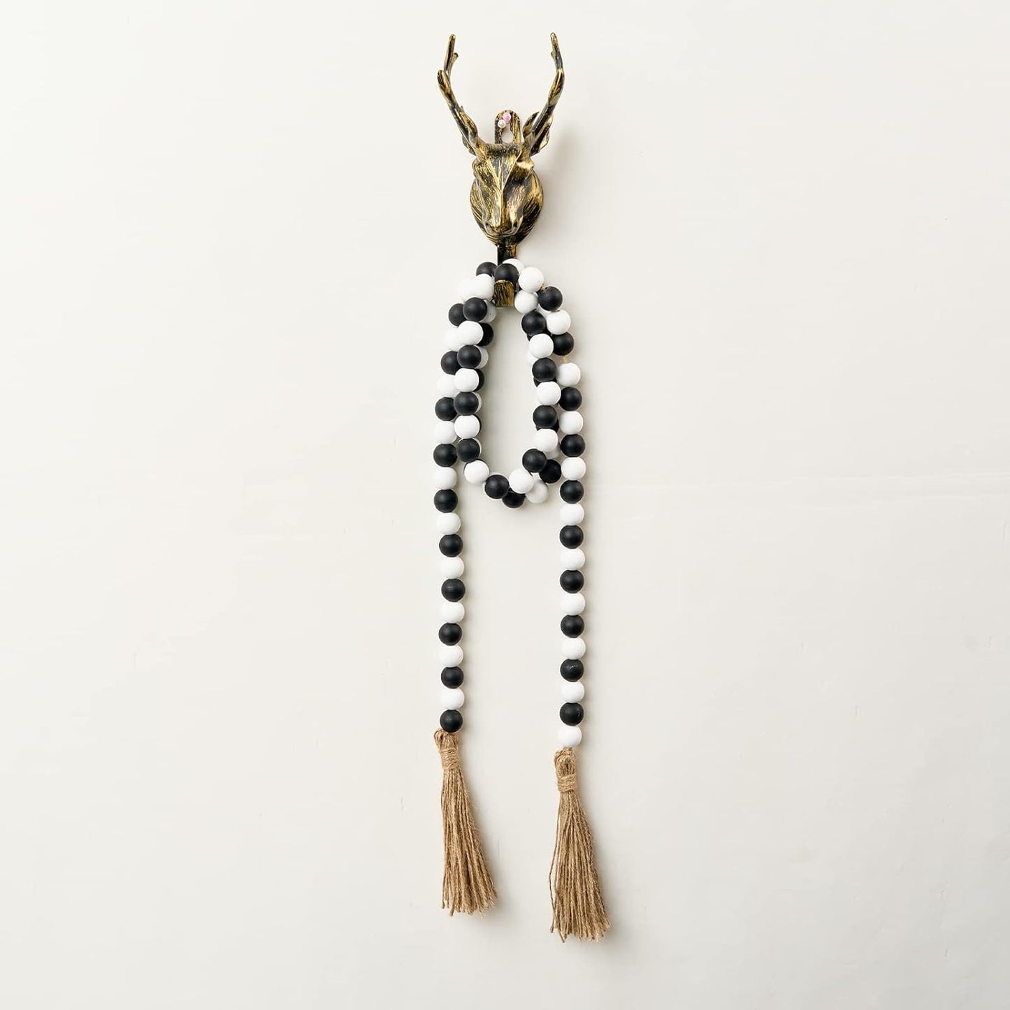 OMISHE 59in Wood Bead Garland with Tassels, Decorative Beads, Farmhouse Wooden Beads Garland for Wall Hanging Home Festival Decor, Aqua, Teal