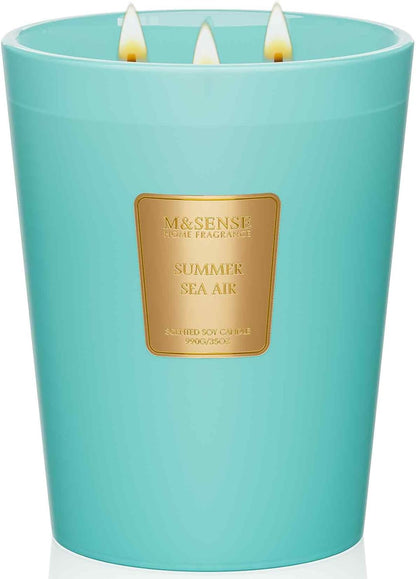 M&SENSE Jasmine Candles Highly Scented 3 Wick 35oz 150 Hours Burn Extra Large Jar Candles for Women, Natural Soy Wax Aromatherapy Candle for Stress Relief, Meditation, Yoga, Spa - Colors B