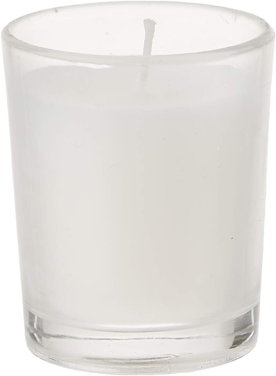 48-Pack Clear Glass Votive Candles – 10–12 Hour Long Burn, Unscented, Ivory, Bulk Set for Weddings, Events & Table Centerpieces – Hosley